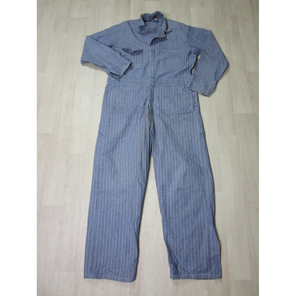 Vintage Big Ben Overalls Men's 39x28 Blue Hickory Stripe Bibs Carpenter Railroad